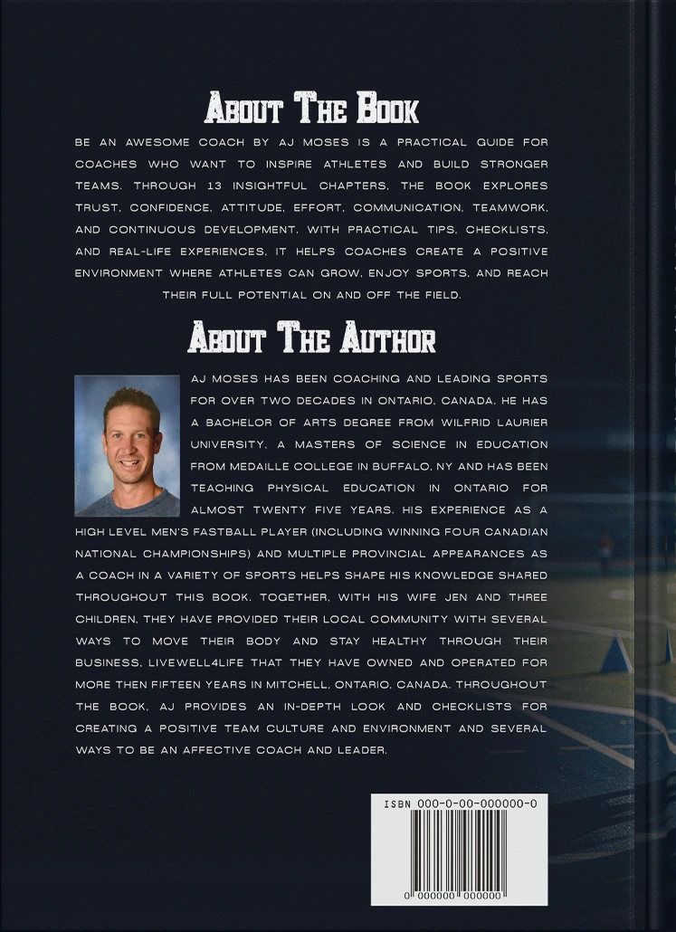 Back cover of Be An Awesome Coach
